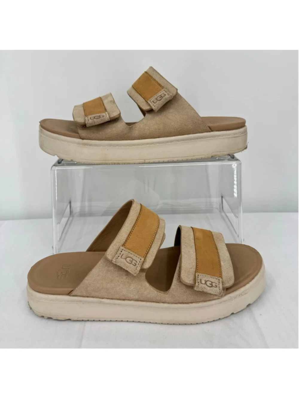 UGG Beige Suede Dual-Strap Slide Sandals - Picture 3 of 13
